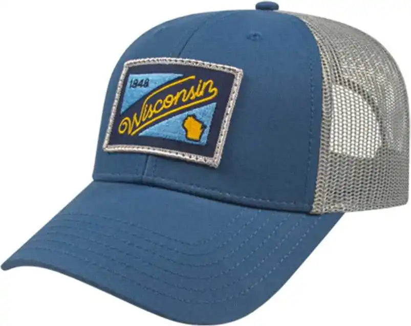 Cap America I3115 Low Profile Trucker with Modified Flat Bill Sea Blue Gray