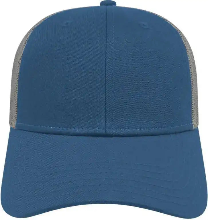 Cap America I3115 Low Profile Trucker with Modified Flat Bill - Sea Blue Gray - Youth