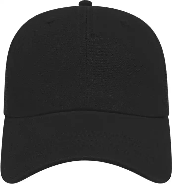 Cap America I5009 Value Washed Chino Twill Mesh Back Black / one Size Fits Most