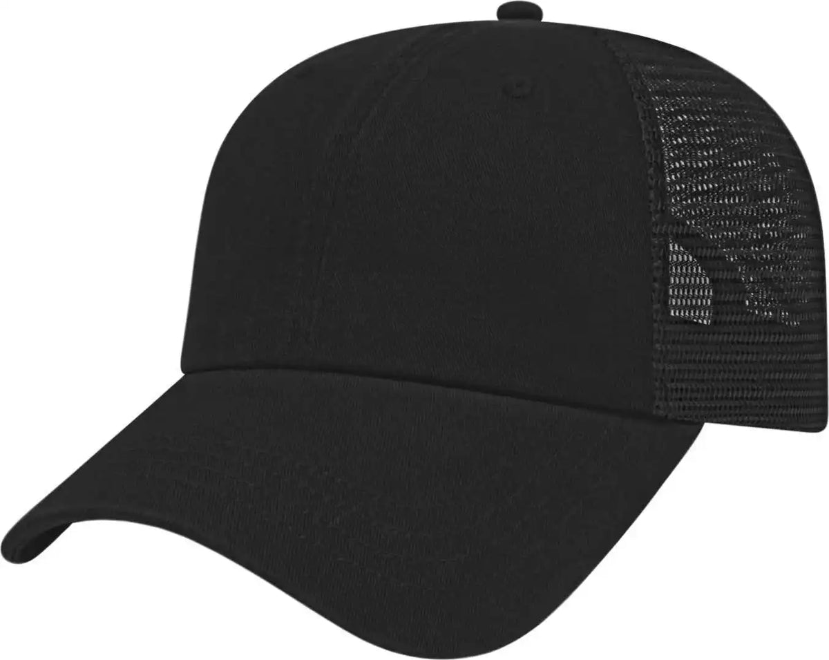 Cap America I5009 Value Washed Chino Twill Mesh Back Black / one Size Fits Most
