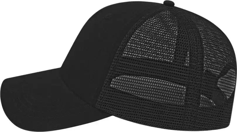 Cap America I5009 Value Washed Chino Twill Mesh Back Black / one Size Fits Most