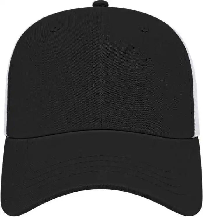 Cap America I5009 Value Washed Chino Twill Mesh Back Black White / one Size Fits Most