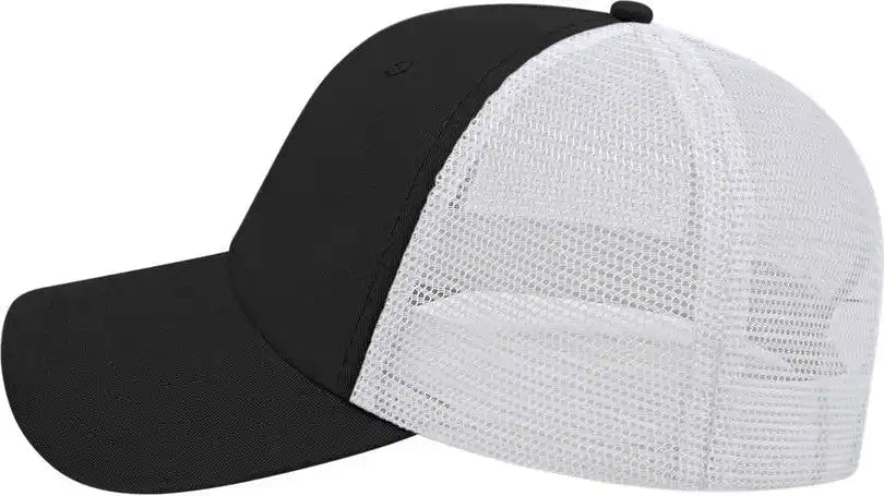 Cap America I5009 Value Washed Chino Twill Mesh Back Black White / one Size Fits Most