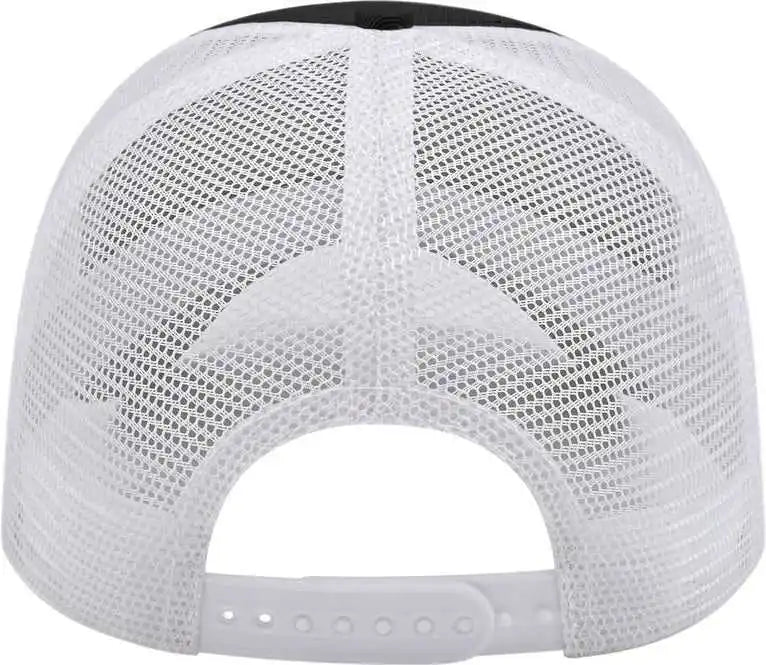 Cap America I5009 Value Washed Chino Twill Mesh Back Black White / one Size Fits Most