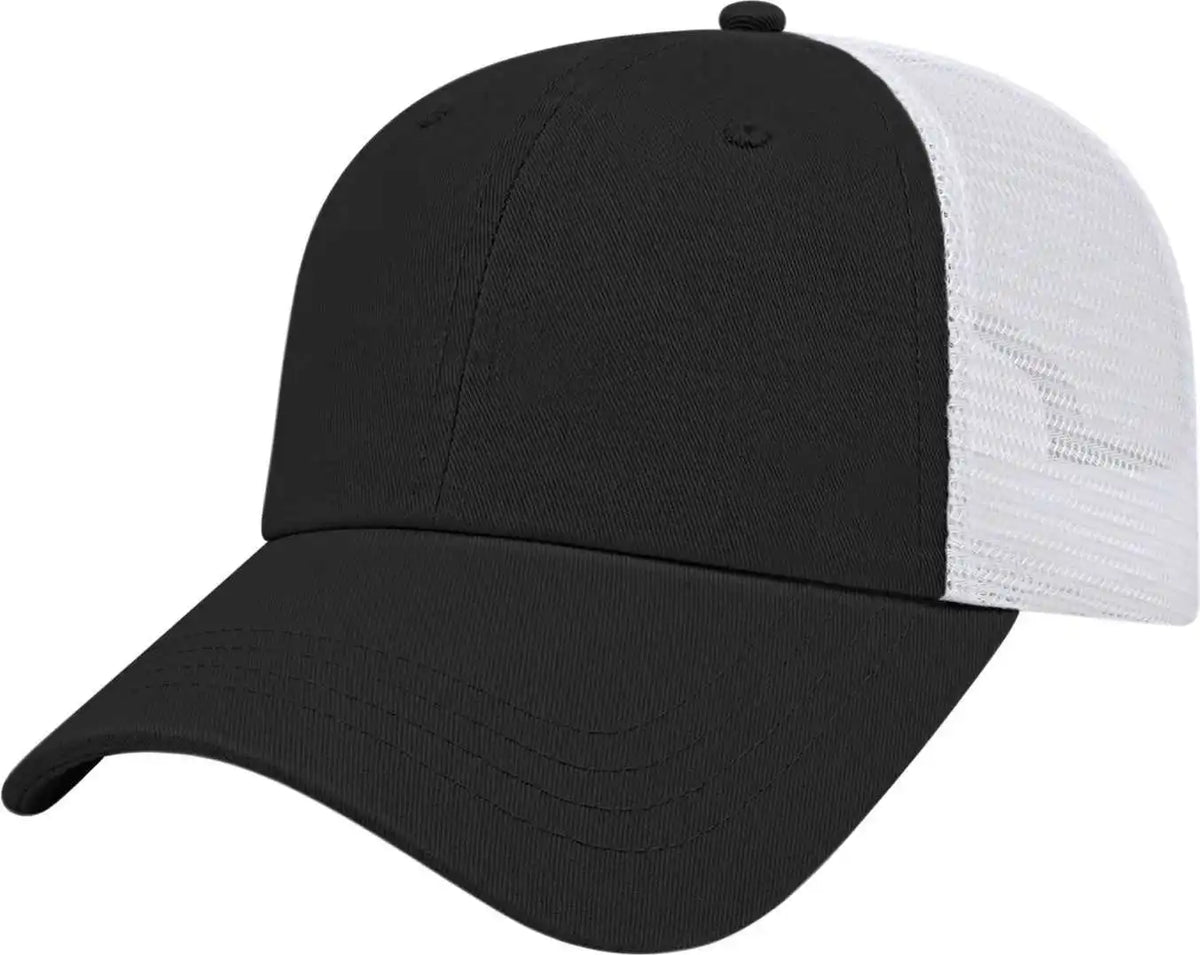 Cap America I5009 Value Washed Chino Twill Mesh Back Black White / one Size Fits Most