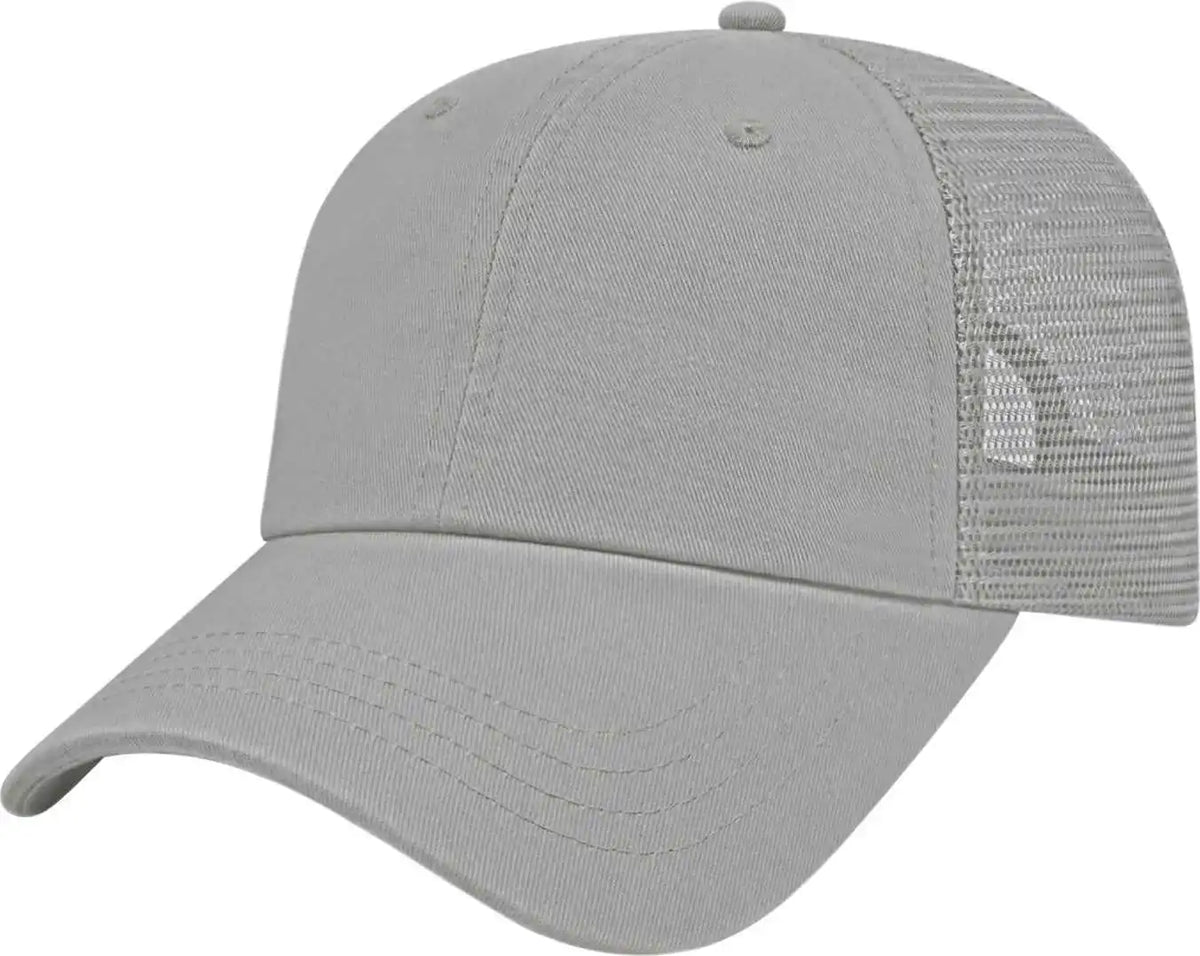 Cap America I5009 Value Washed Chino Twill Mesh Back - Gray - one Size Fits Most
