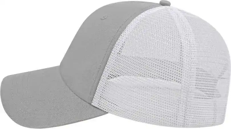Cap America I5009 Value Washed Chino Twill Mesh Back Gray White / one Size Fits Most