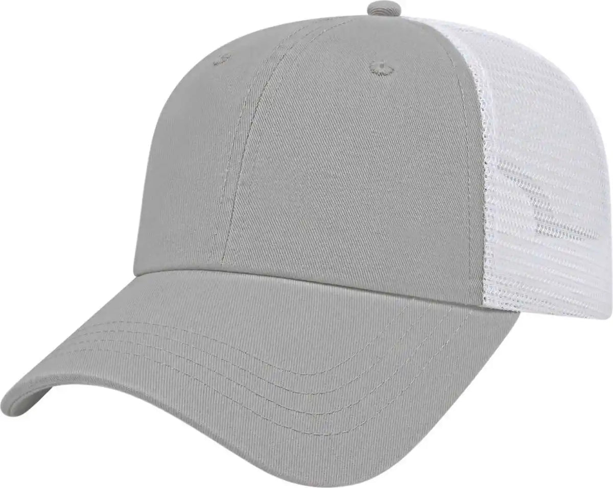 Cap America I5009 Value Washed Chino Twill Mesh Back Gray White / one Size Fits Most