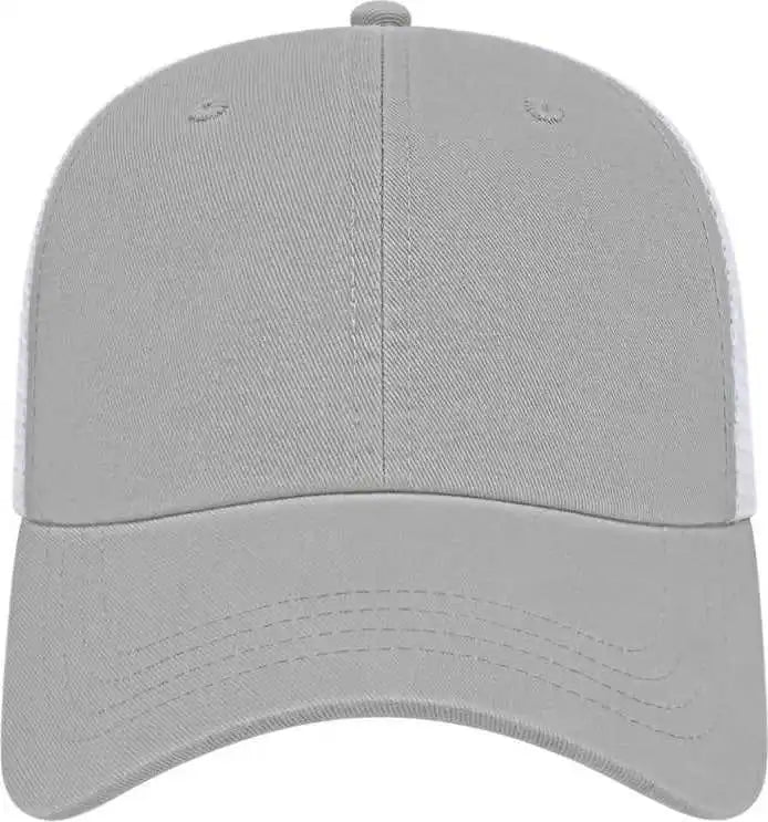 Cap America I5009 Value Washed Chino Twill Mesh Back Gray White / one Size Fits Most