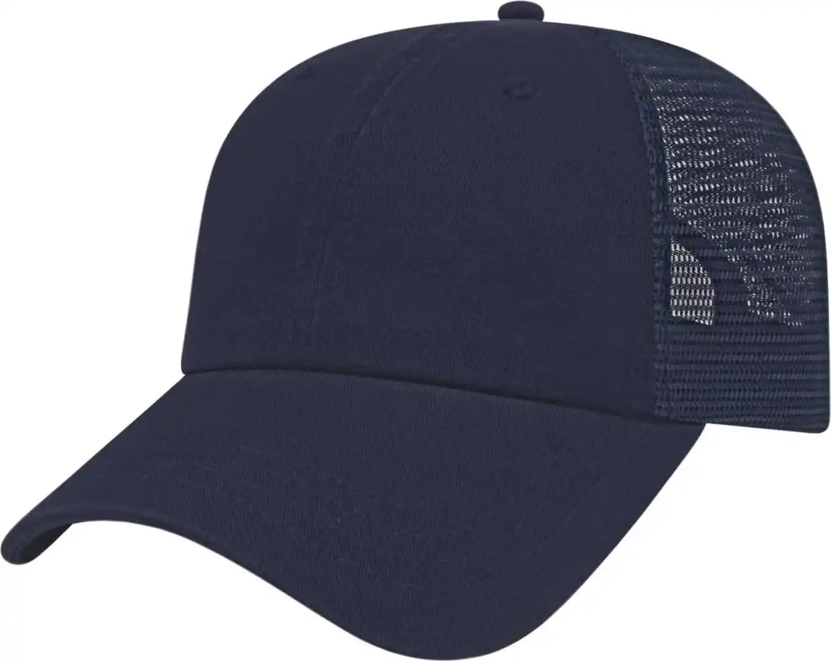Cap America I5009 Value Washed Chino Twill Mesh Back Navy / one Size Fits Most