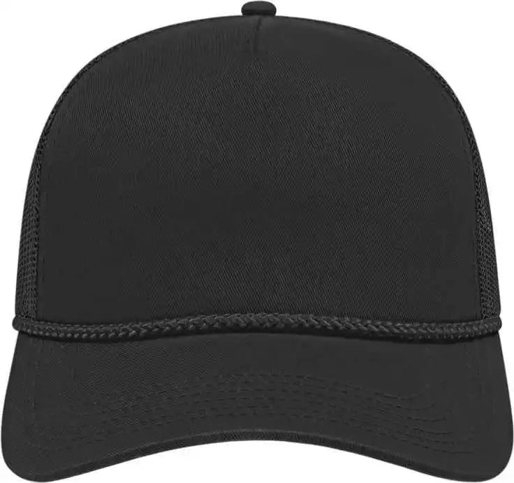 Cap America I5011 Value Rope Trucker Mesh Back - Black - one Size Fits Most