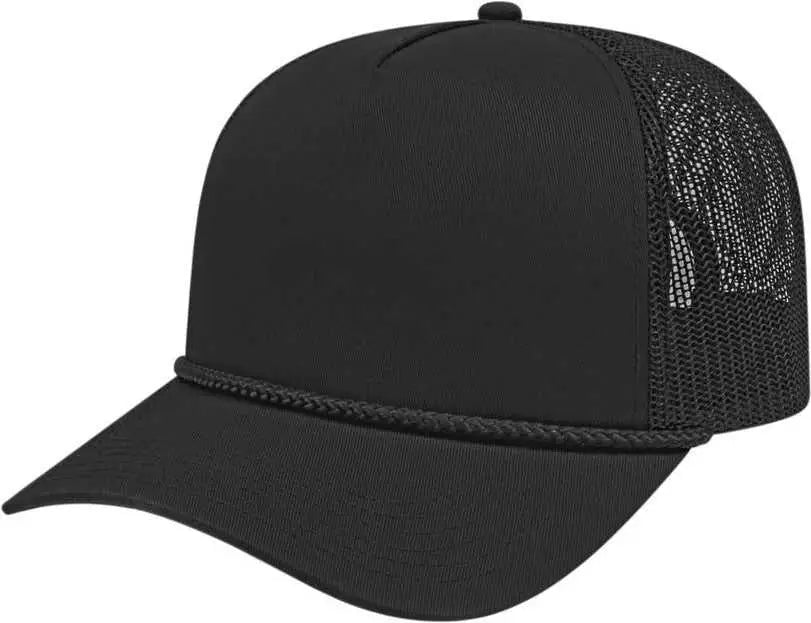 Cap America I5011 Value Rope Trucker Mesh Back - Black - one Size Fits Most