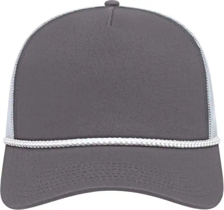 Cap America I5011 Value Rope Trucker Mesh Back Charcoal White / one Size Fits Most