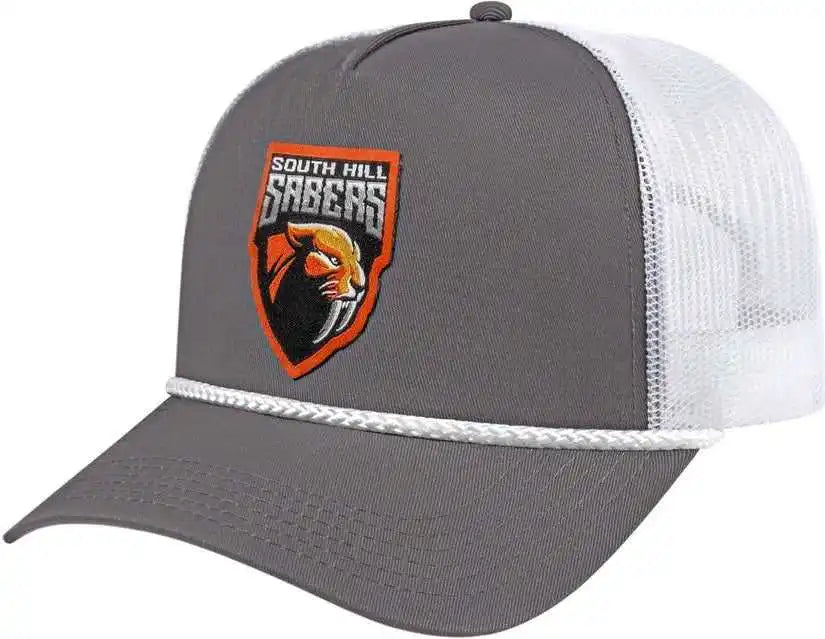 Cap America I5011 Value Rope Trucker Mesh Back Charcoal White / one Size Fits Most