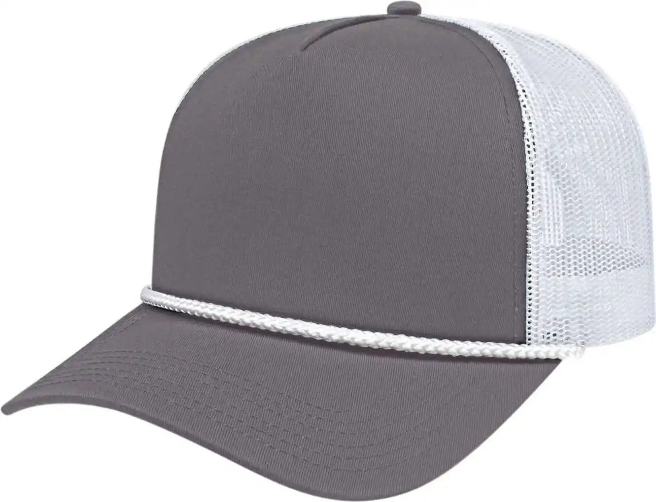 Cap America I5011 Value Rope Trucker Mesh Back Charcoal White / one Size Fits Most