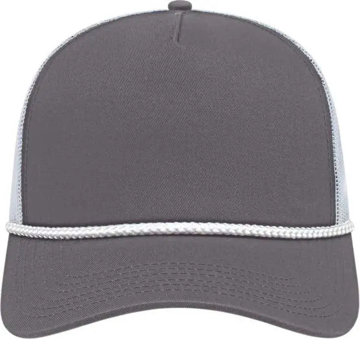 Cap America I5011 Value Rope Trucker Mesh Back - Charcoal White