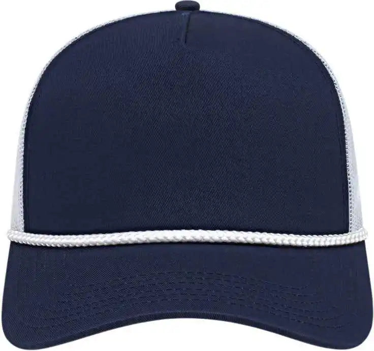 Cap America I5011 Value Rope Trucker Mesh Back - Navy White - one Size Fits Most