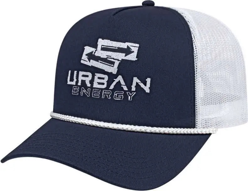 Cap America I5011 Value Rope Trucker Mesh Back - Navy White - one Size Fits Most
