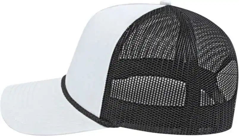 Cap America I5011 Value Rope Trucker Mesh Back White Black / one Size Fits Most