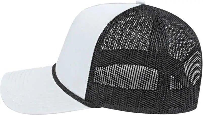 Cap America I5011 Value Rope Trucker Mesh Back - White Black - one Size Fits Most
