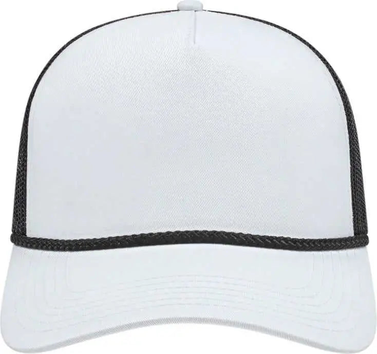 Cap America I5011 Value Rope Trucker Mesh Back - White Black - one Size Fits Most
