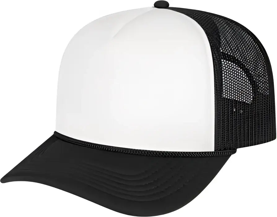 Cap America I5054 Retro Foamie Trucker - White Black - one Size Fits Most