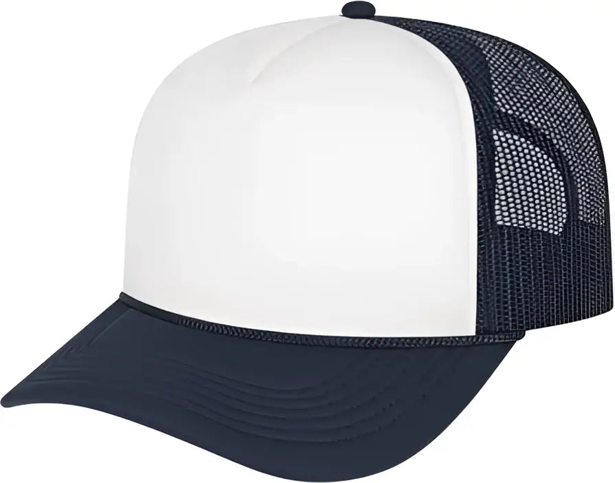 Cap America I5054 Retro Foamie Trucker - White Navy - one Size Fits Most