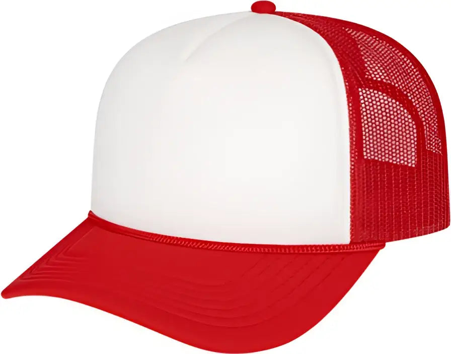 Cap America I5054 Retro Foamie Trucker - White Red - one Size Fits Most