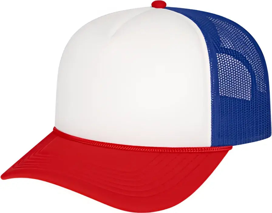 Cap America I5054 Retro Foamie Trucker - White Red Royal - one Size Fits Most