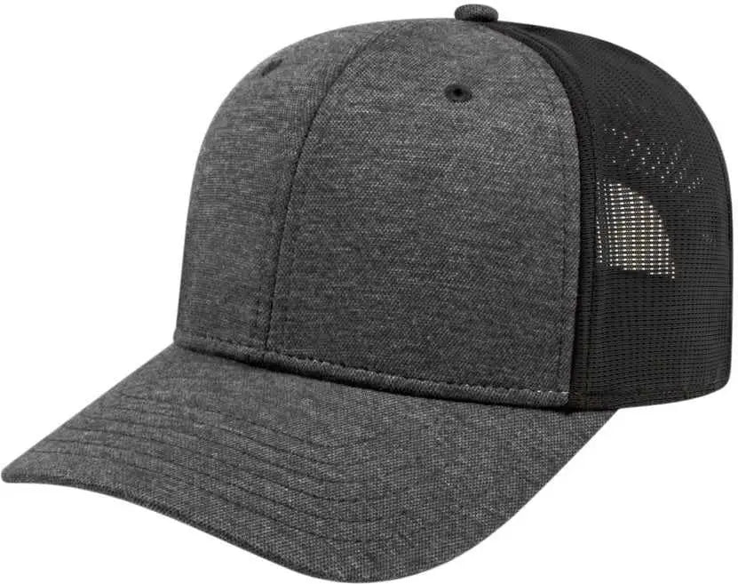 Cap America I7039 Polo Spandex with Knitted Mesh - Charcoal Black