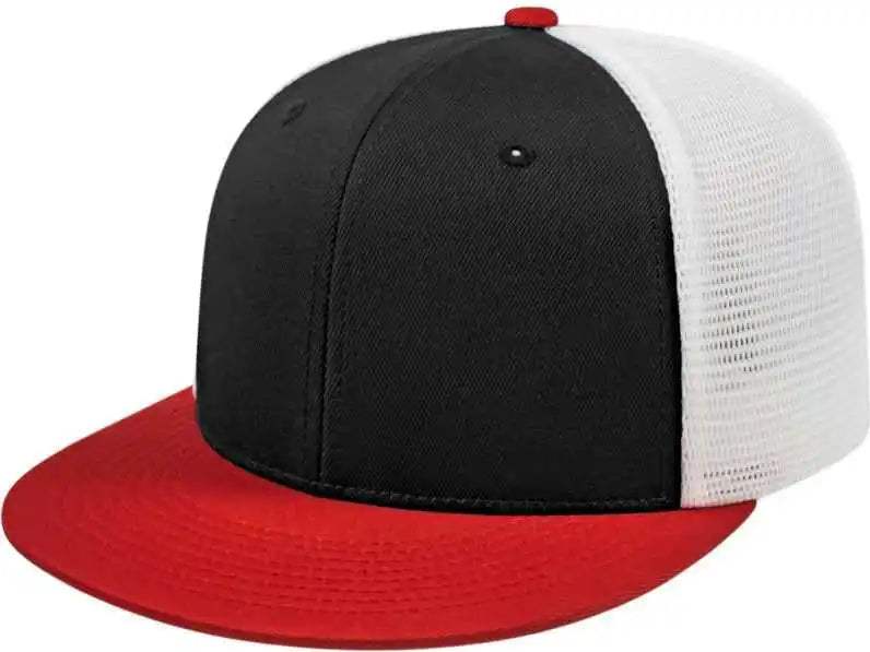 Cap America I8501 Flexfit Performance Trucker Mesh Back - Black Red White - Xs