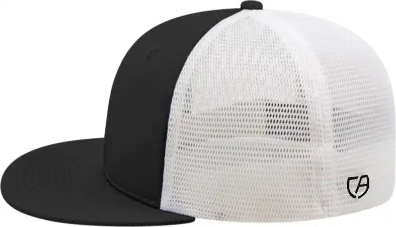 Cap America I8501 Flexfit Performance Trucker Mesh Back Black White