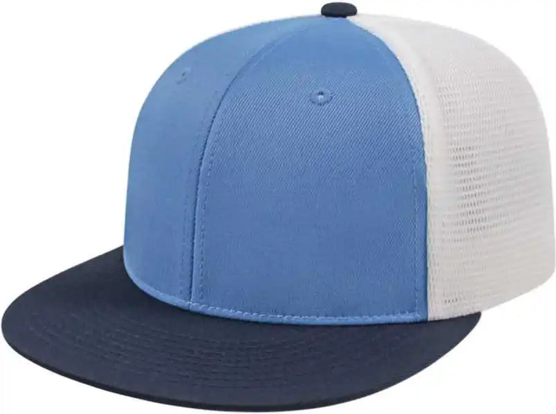 Cap America I8501 Flexfit Performance Trucker Mesh Back - Columbia Blue White - Navy / Xs