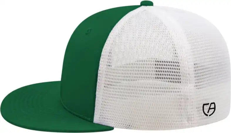 Cap America I8501 Flexfit Performance Trucker Mesh Back - Dark Green White