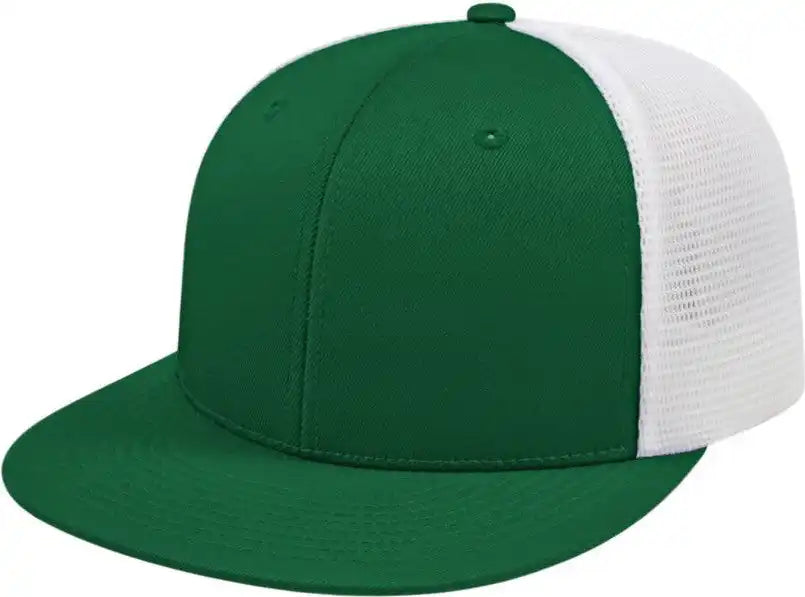 Cap America I8501 Flexfit Performance Trucker Mesh Back - Dark Green White - Forest / Xs