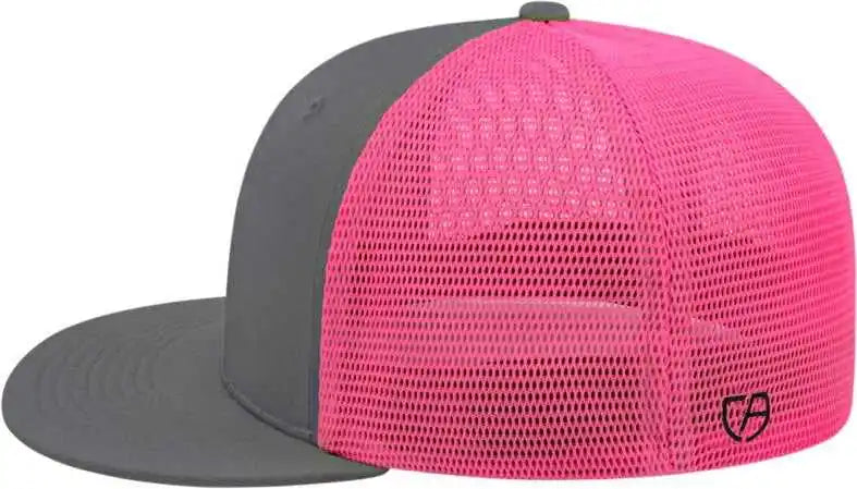 Cap America I8501 Flexfit Performance Trucker Mesh Back Graphite Pink