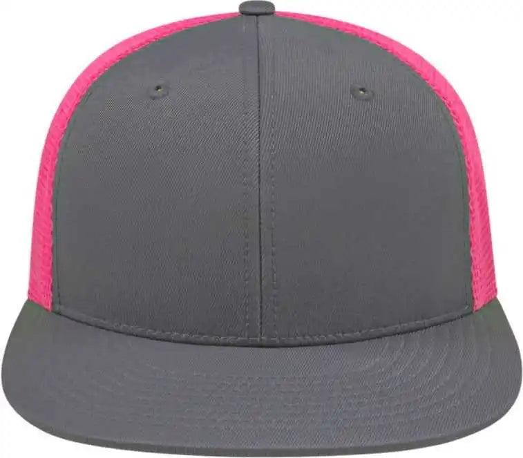 Cap America I8501 Flexfit Performance Trucker Mesh Back Graphite Pink