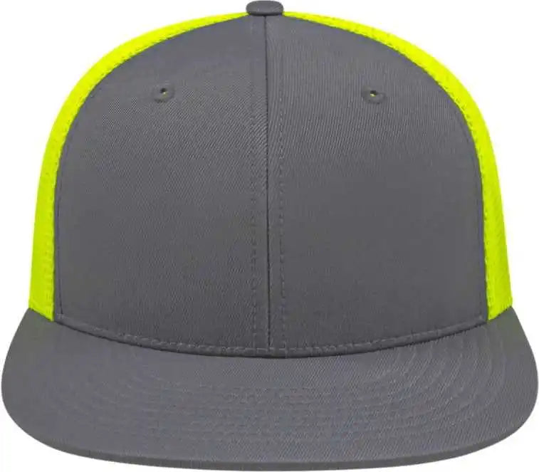 Cap America I8501 Flexfit Performance Trucker Mesh Back - Graphite Neon Yellow - Dark Gray / Xs