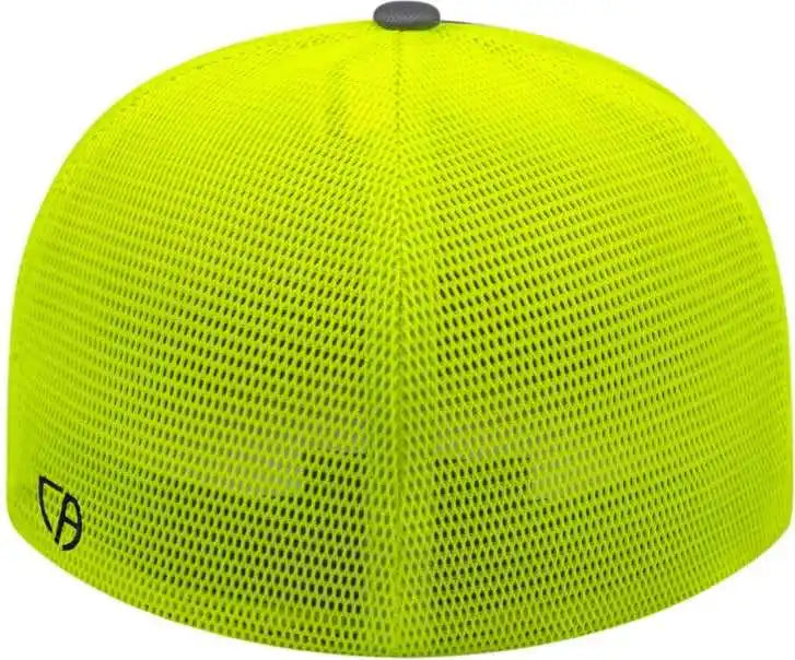 Cap America I8501 Flexfit Performance Trucker Mesh Back Graphite Neon Yellow