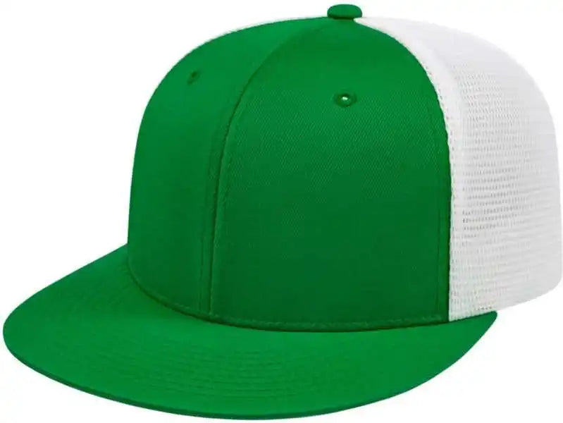 Cap America I8501 Flexfit Performance Trucker Mesh Back Kelly White