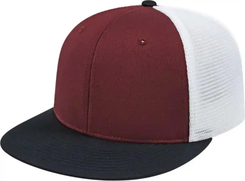 Cap America I8501 Flexfit Performance Trucker Mesh Back Maroon Black White / Xs