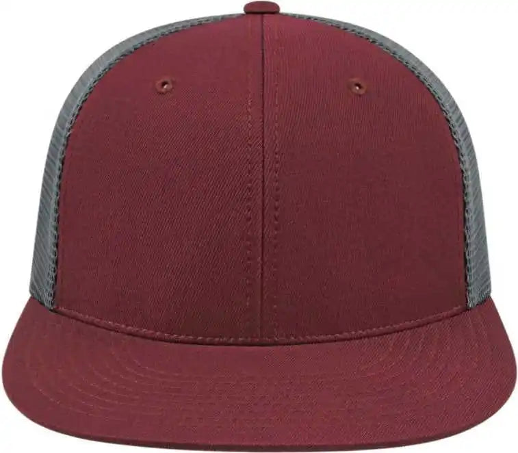 Cap America I8501 Flexfit Performance Trucker Mesh Back Maroon Graphite