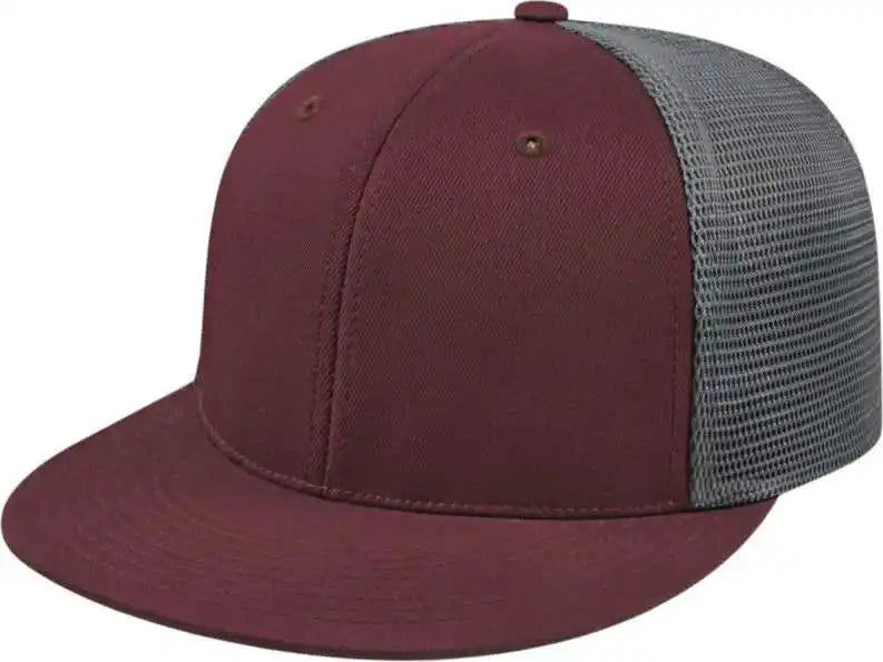 Cap America I8501 Flexfit Performance Trucker Mesh Back Maroon Graphite Dark Gray / Xs