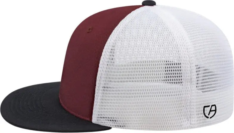 Cap America I8501 Flexfit Performance Trucker Mesh Back - Maroon Black White