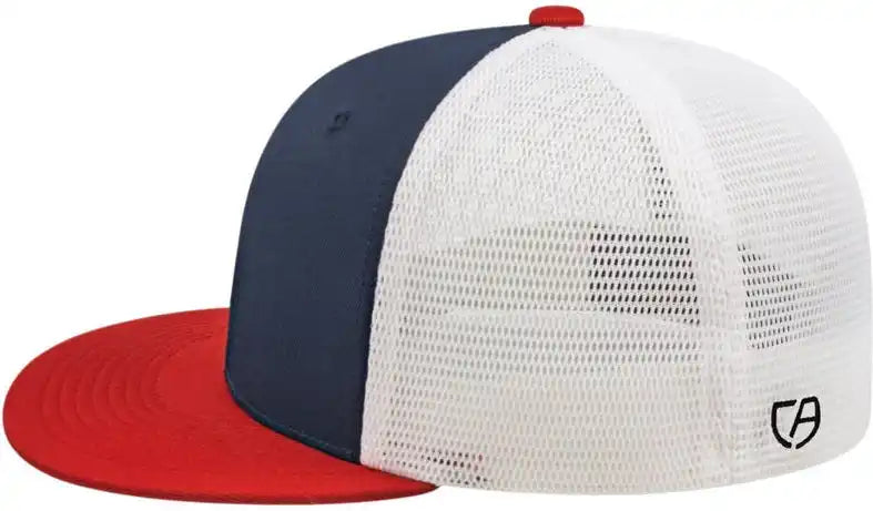 Cap America I8501 Flexfit Performance Trucker Mesh Back Navy Red White