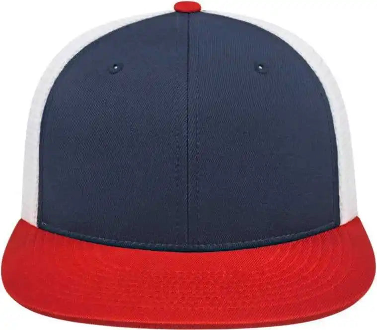 Cap America I8501 Flexfit Performance Trucker Mesh Back Navy Red White