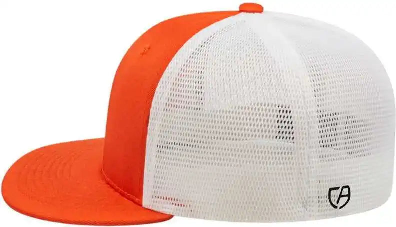 Cap America I8501 Flexfit Performance Trucker Mesh Back Orange White