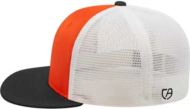 Cap America I8501 Flexfit Performance Trucker Mesh Back Orange Black White