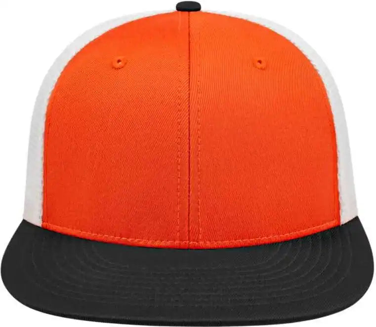 Cap America I8501 Flexfit Performance Trucker Mesh Back - Orange Black White - Xs