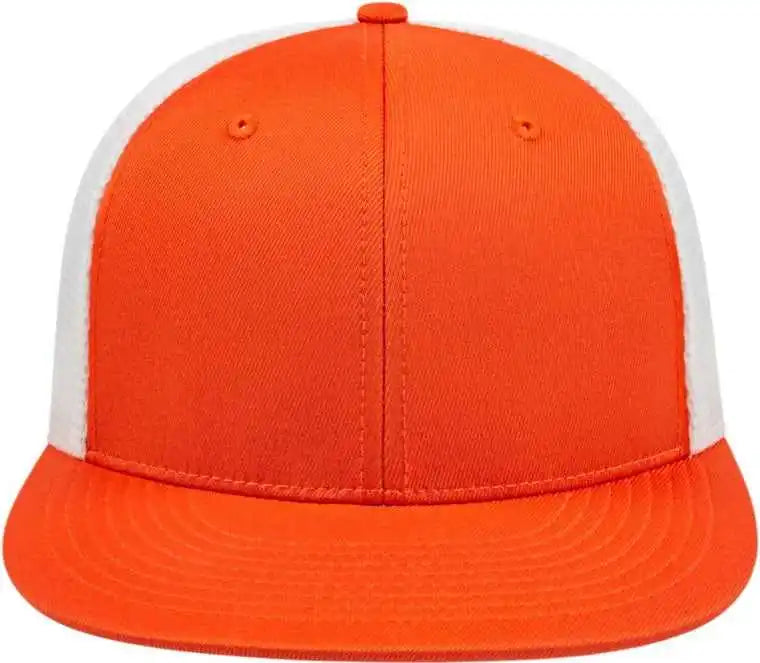 Cap America I8501 Flexfit Performance Trucker Mesh Back Orange White
